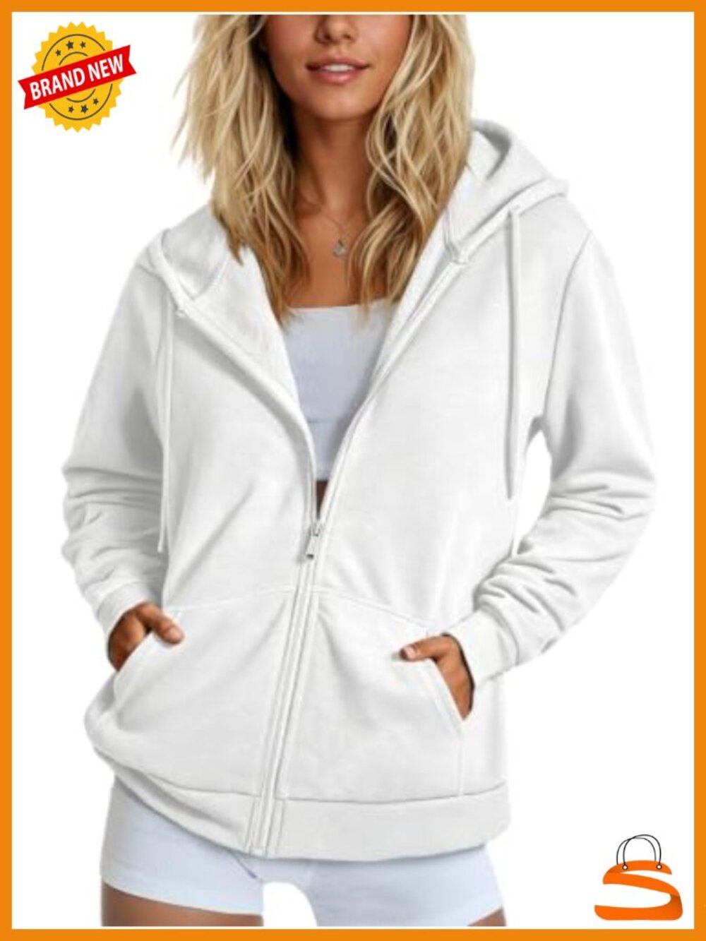 Women's Zip Up Hoodie Long Sleeve Fleece Lined Sweatshirt Fit Casual